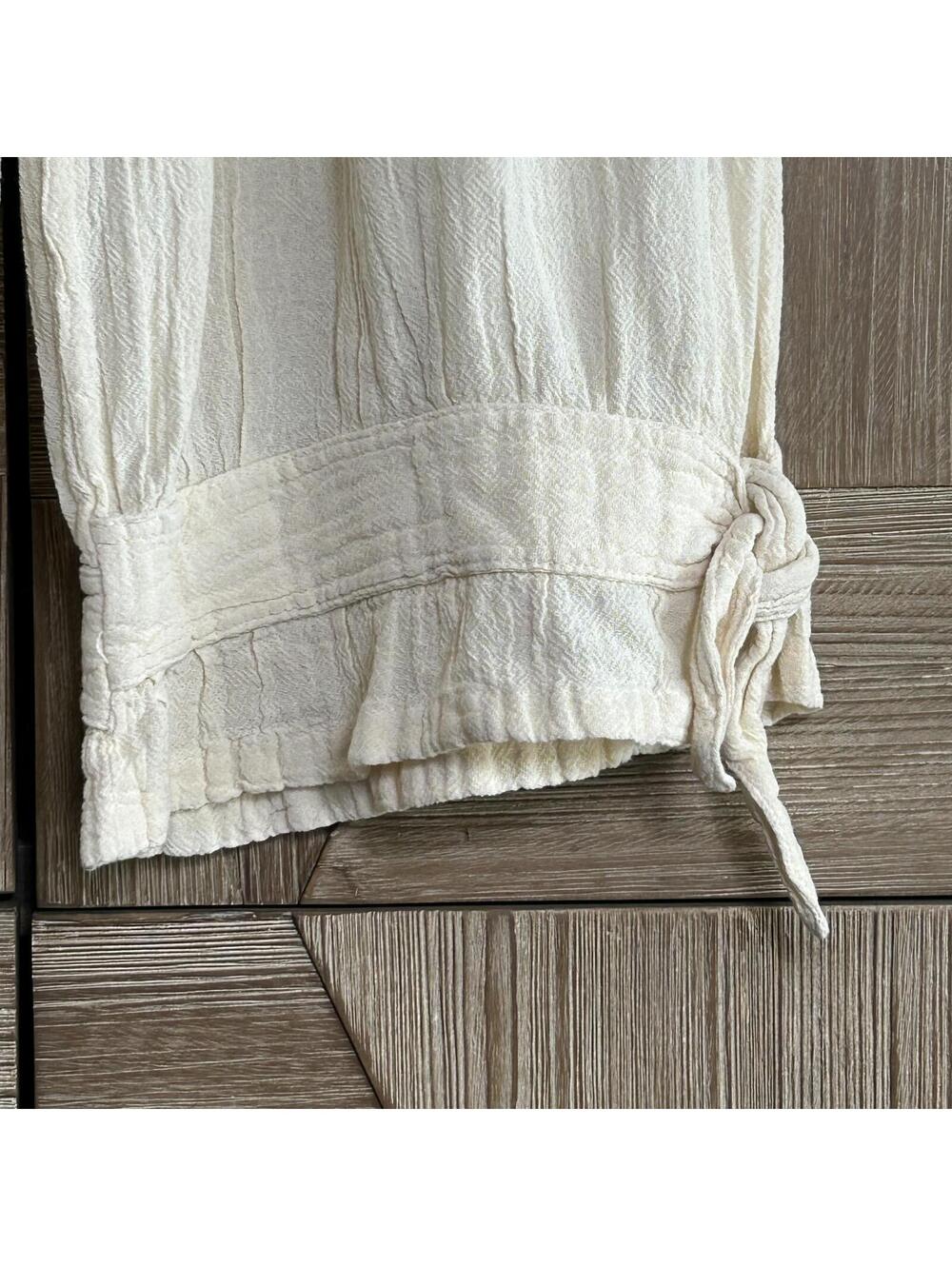 Bohemian Cream Cotton Gauze Casual Resort Ready Wide Leg Pants Size S Coastal - Picture 6 of 9